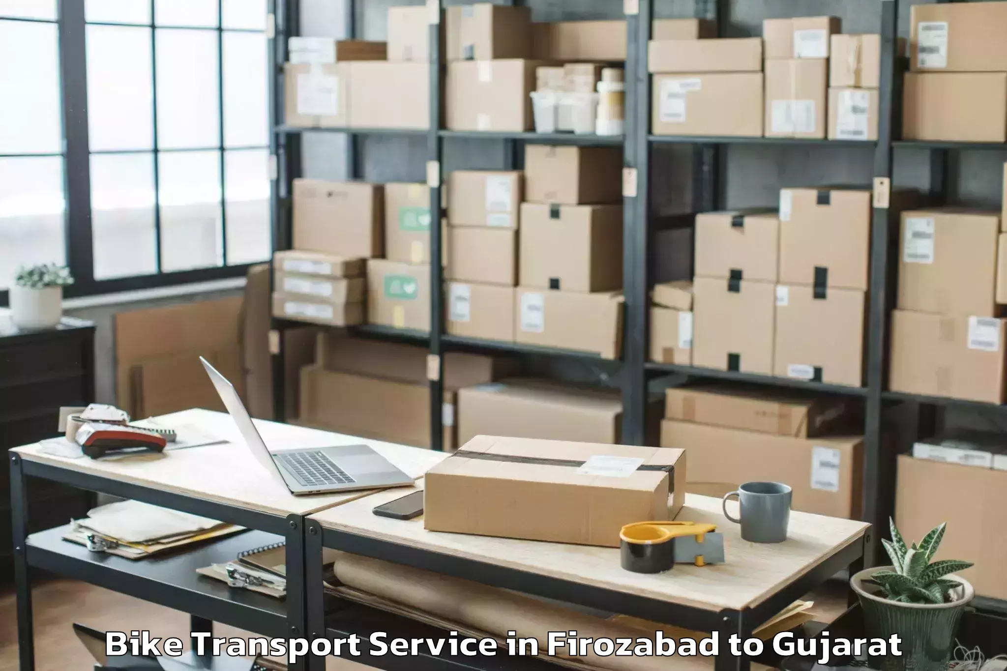 Professional Firozabad to Thasra Bike Transport